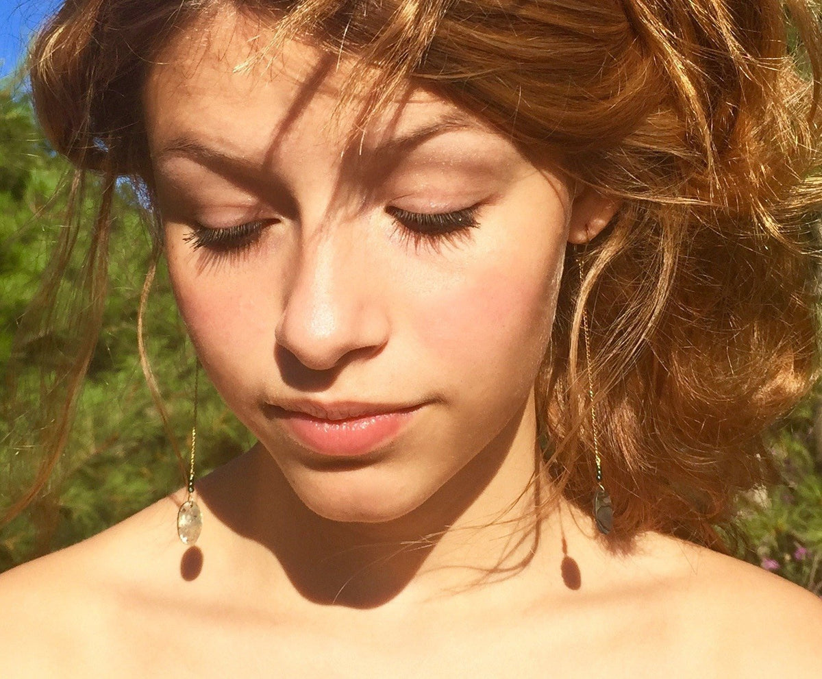 TESS Earrings Abalone Shell 14K Gold 14/20 Chain HAMPTONS Mag