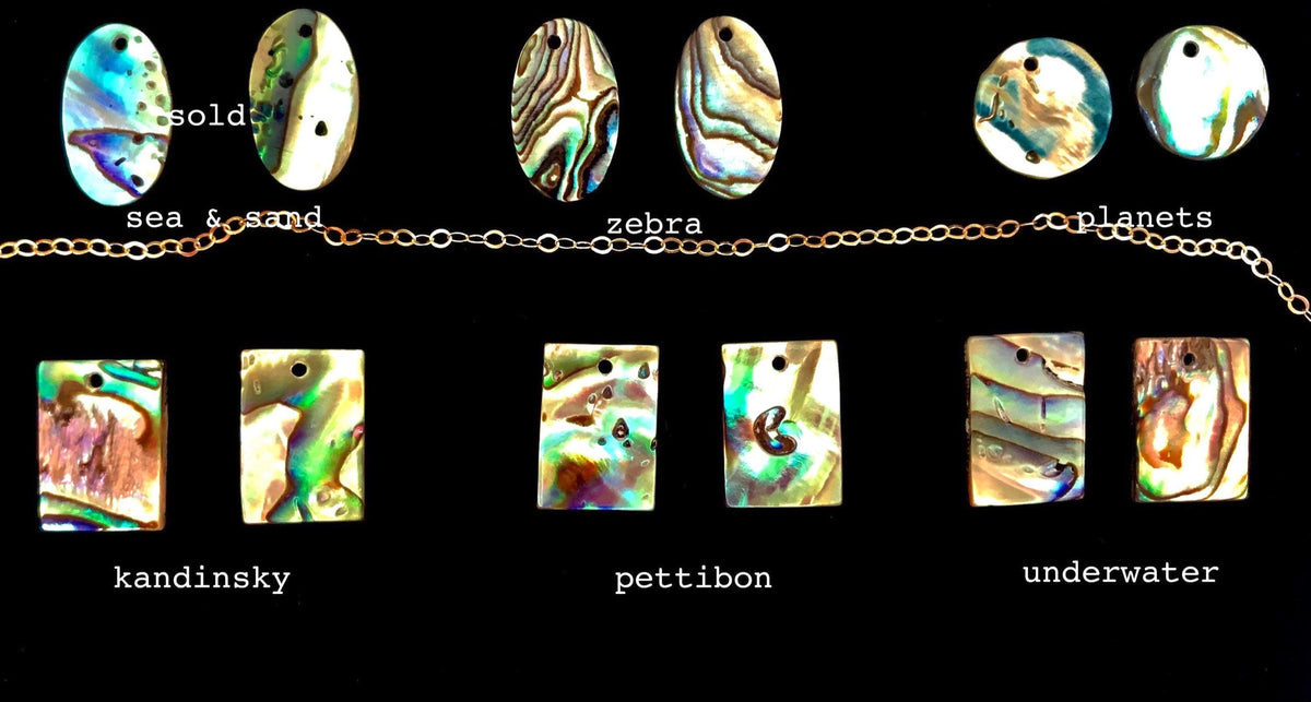 TESS Earrings Abalone Shell 14K Gold 14/20 Chain HAMPTONS Mag