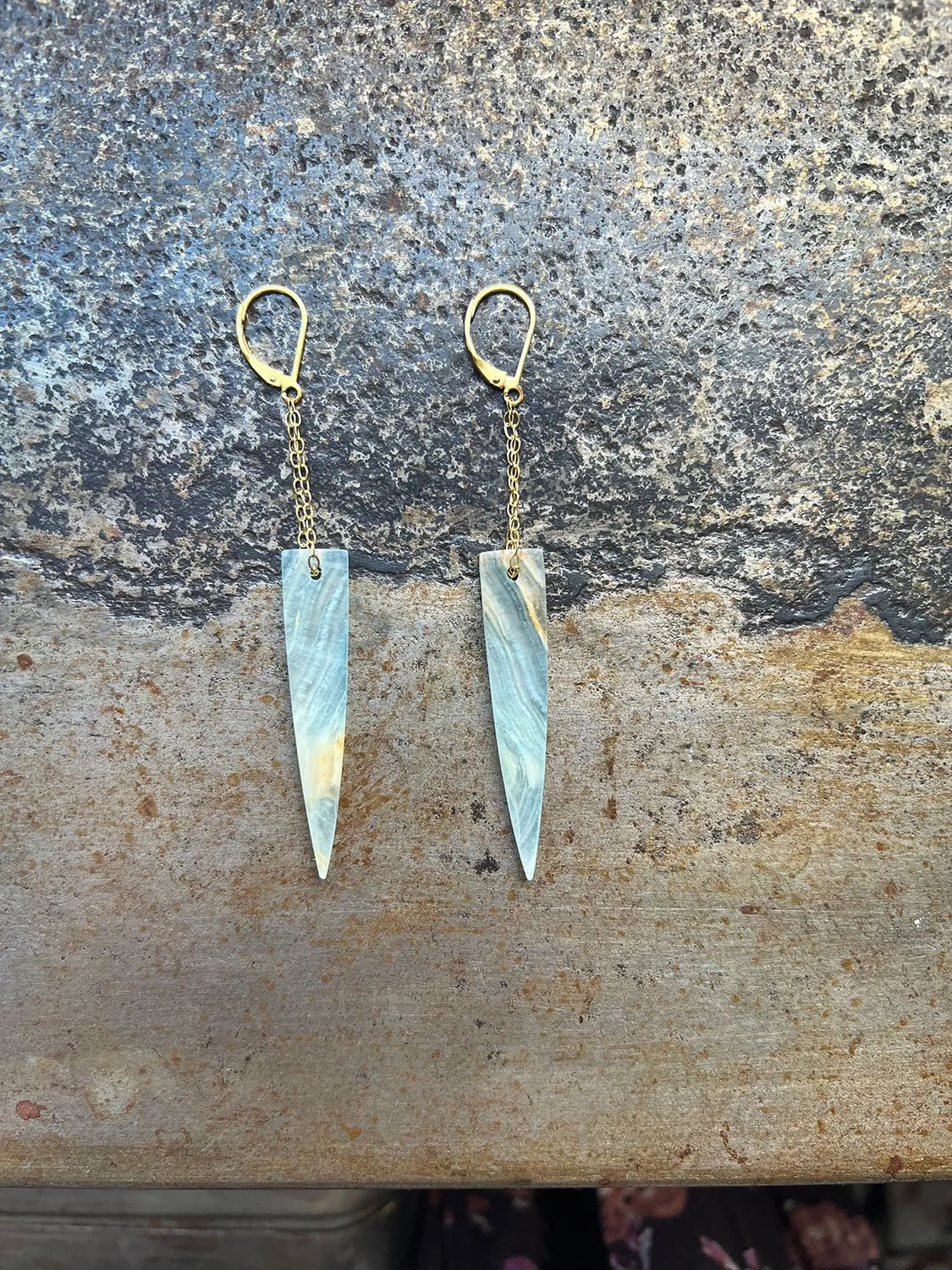 TYLER'S COUSIN Earrings Lemurian Crystals Natural Raw Inclusions