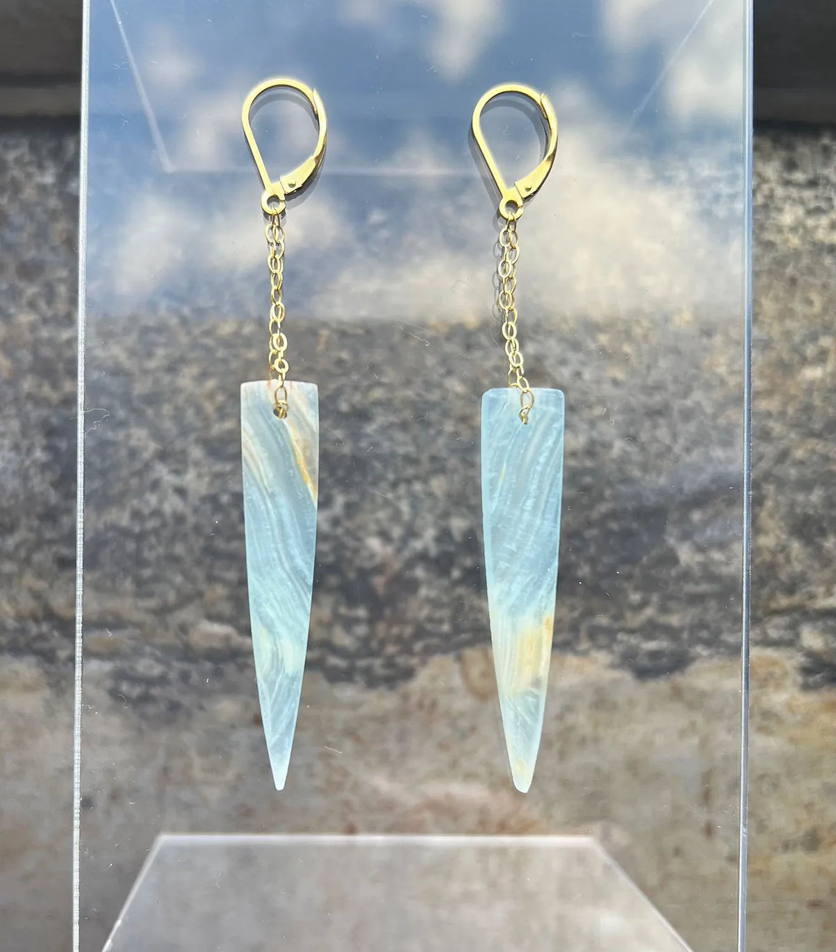 TYLER'S COUSIN Earrings Lemurian Crystals Natural Raw Inclusions