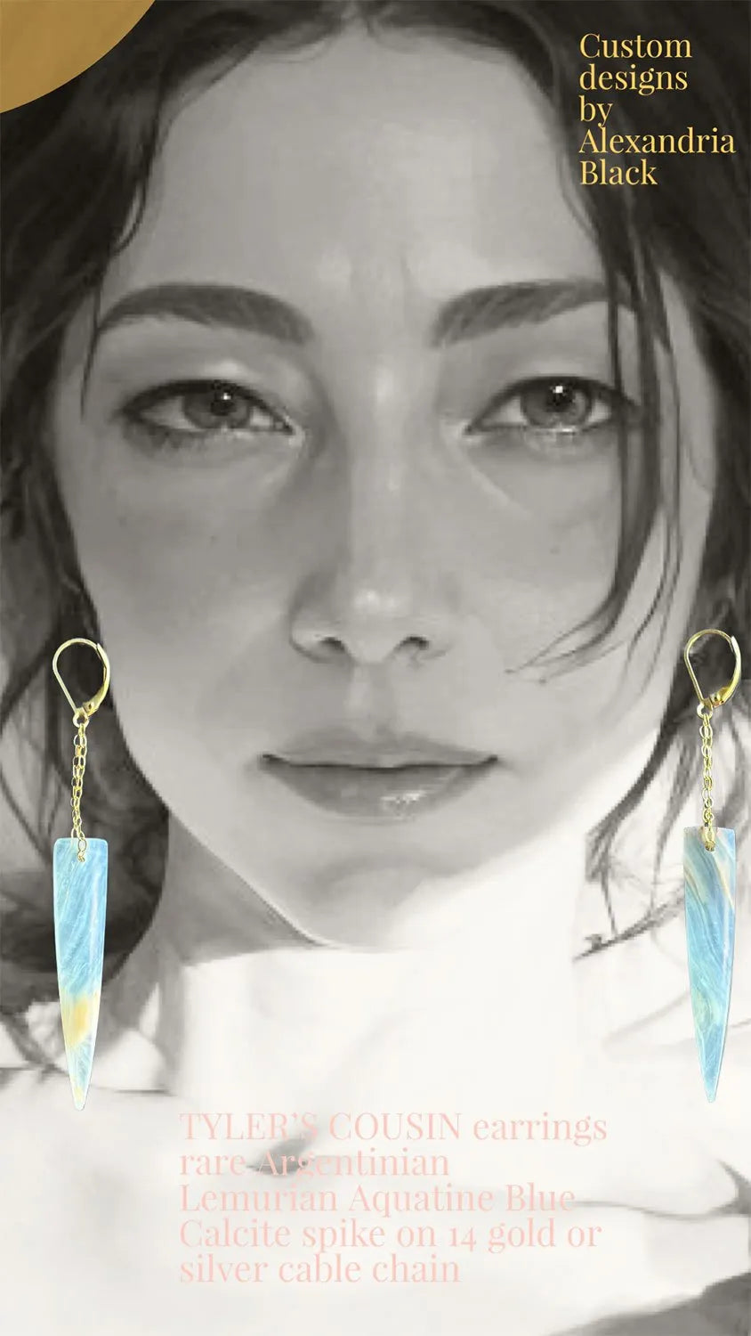 TYLER'S COUSIN Earrings Lemurian Crystals Natural Raw Inclusions