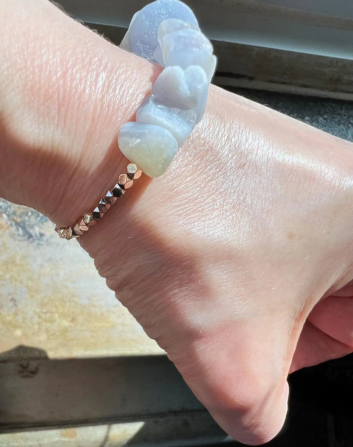 VERNITA Bracelet Blue Lace Agate Crystals (App 90-120 Carats)