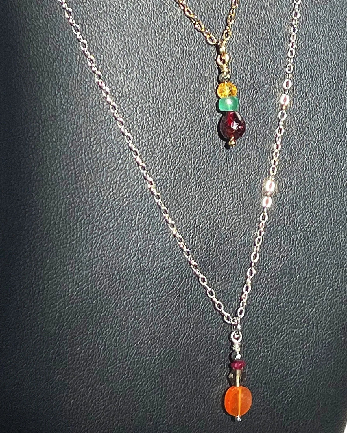 WAABSHKA MEMENGWAN Double-Chain Crystal Necklace Sterling Gold Mix