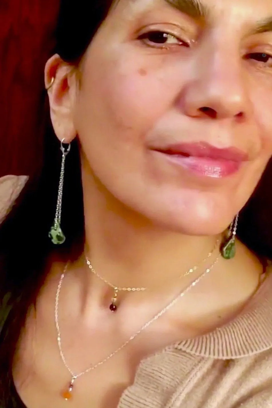 WAABSHKA MEMENGWAN Double-Chain Crystal Necklace Sterling Gold Mix