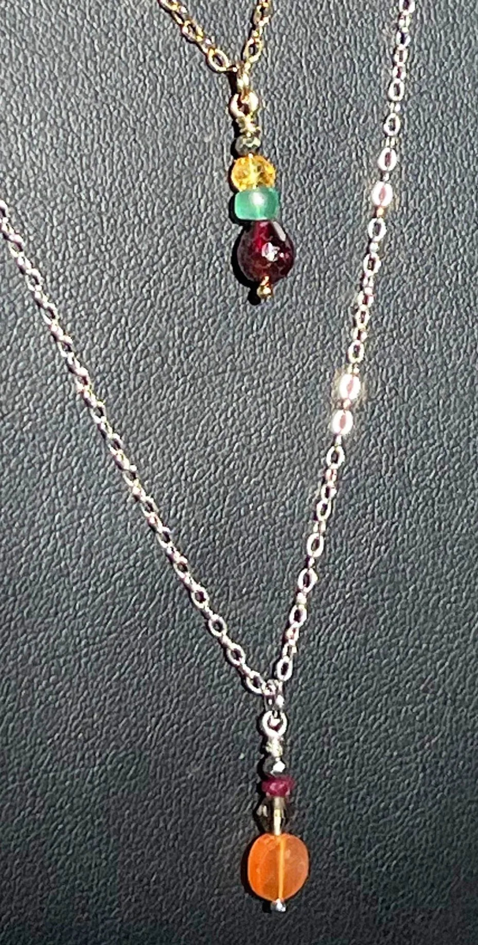 WAABSHKA MEMENGWAN Double-Chain Crystal Necklace Sterling Gold Mix