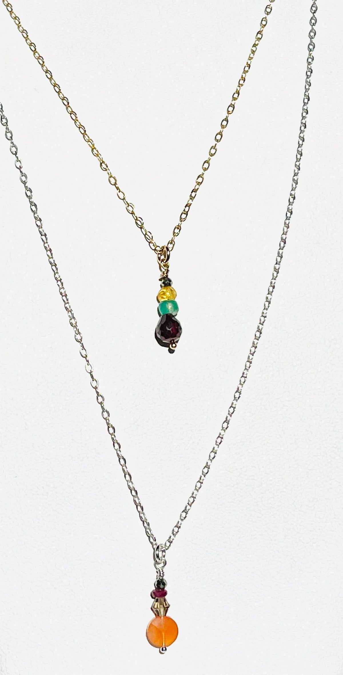 WAABSHKA MEMENGWAN Double-Chain Crystal Necklace Sterling Gold Mix