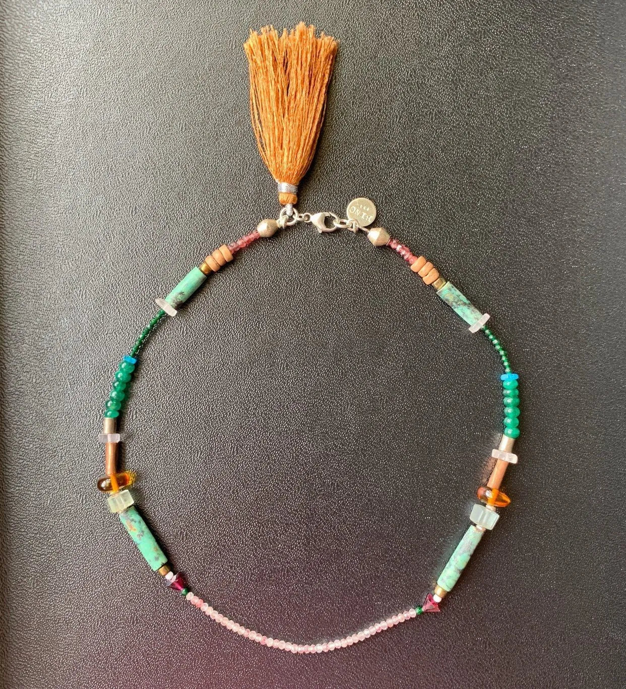 WEST Choker Beaded Bohemian Splurge Fine Turquoise Gems Crystals