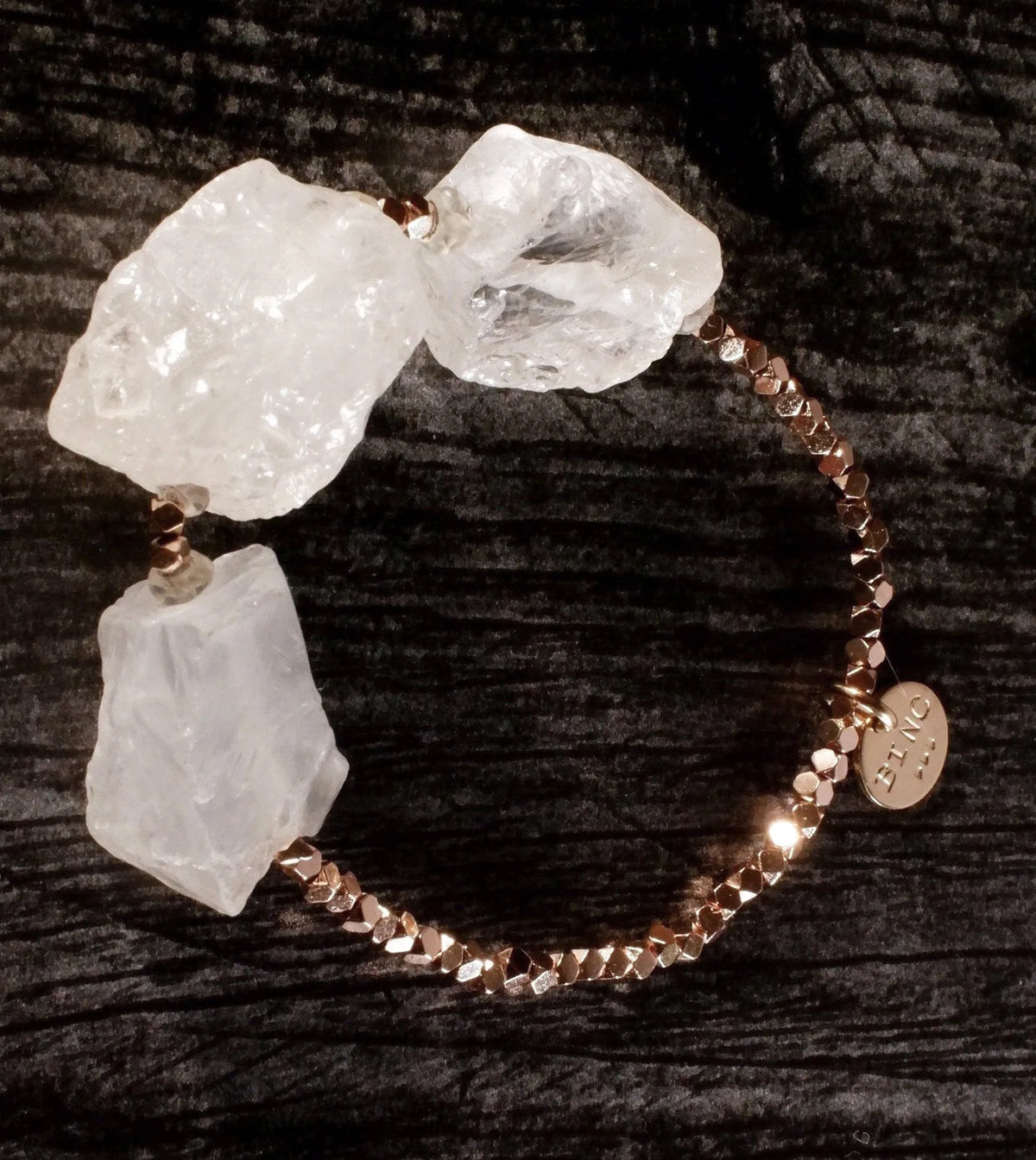 WILMA Bracelet Raw Crystal Quartz Hematite Aquamarine Handmade