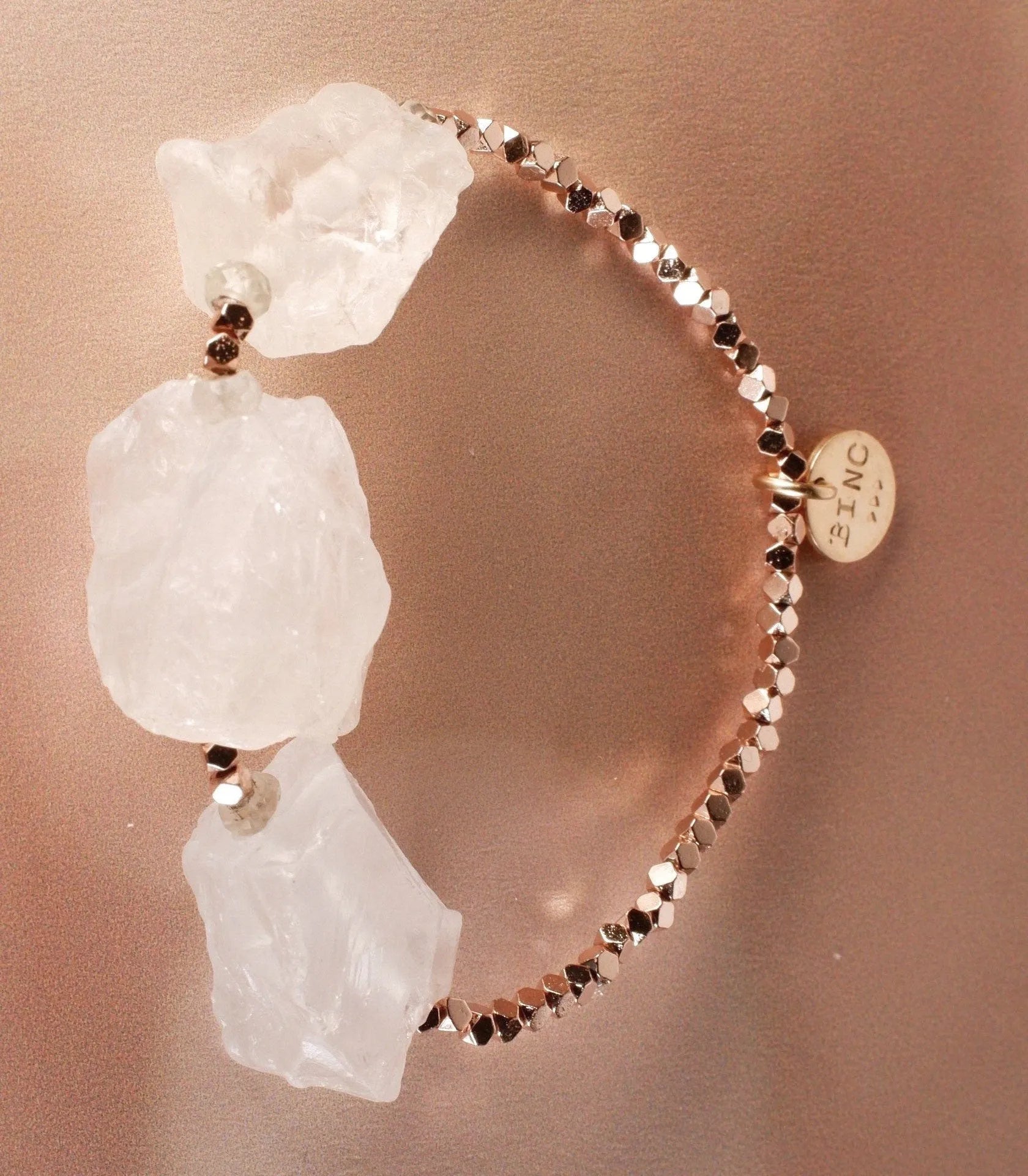 WILMA Bracelet Raw Crystal Quartz Hematite Aquamarine Handmade
