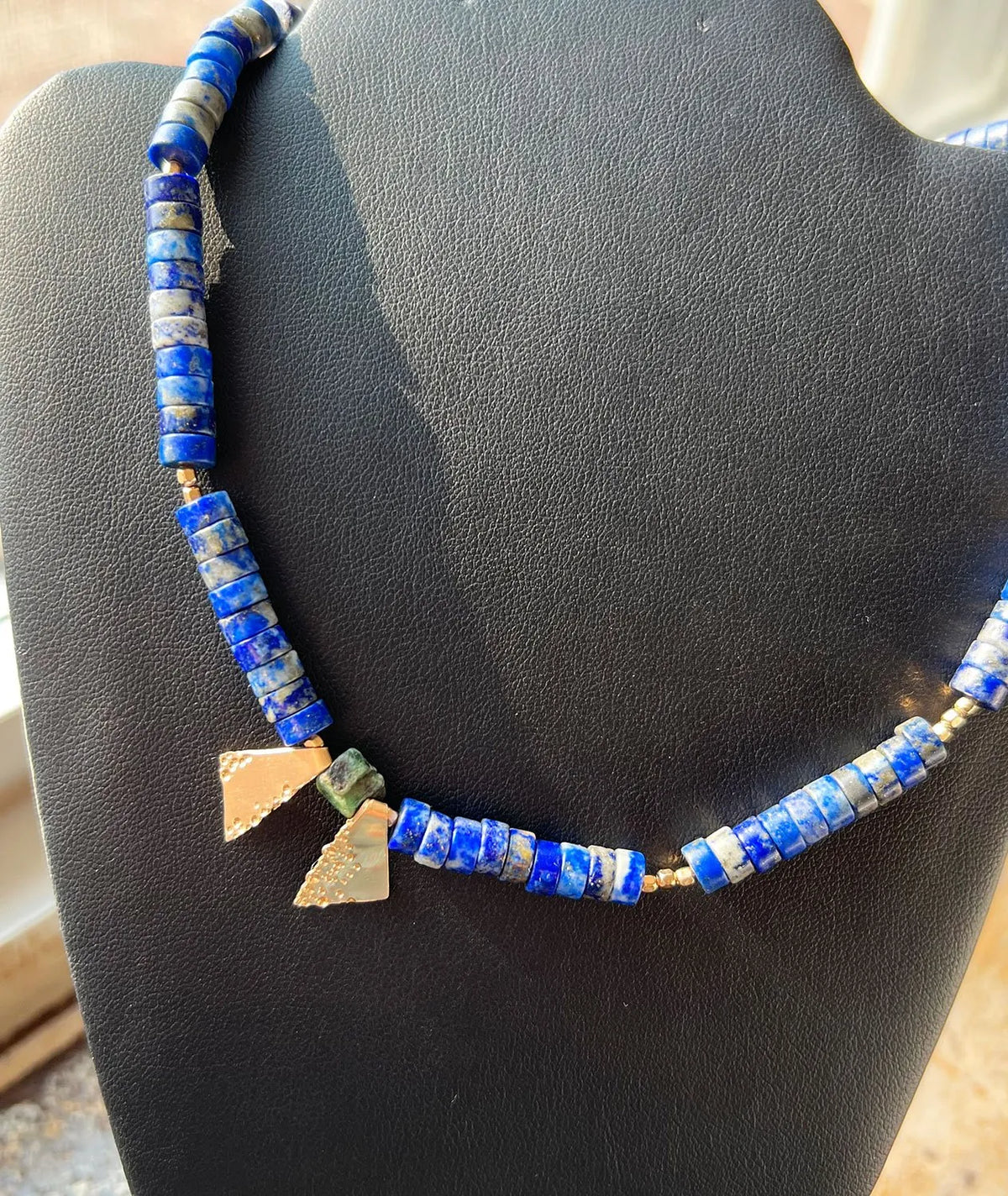 WINONA Collar Choker Necklace Lapis Lazuli 14K Gold Pendants