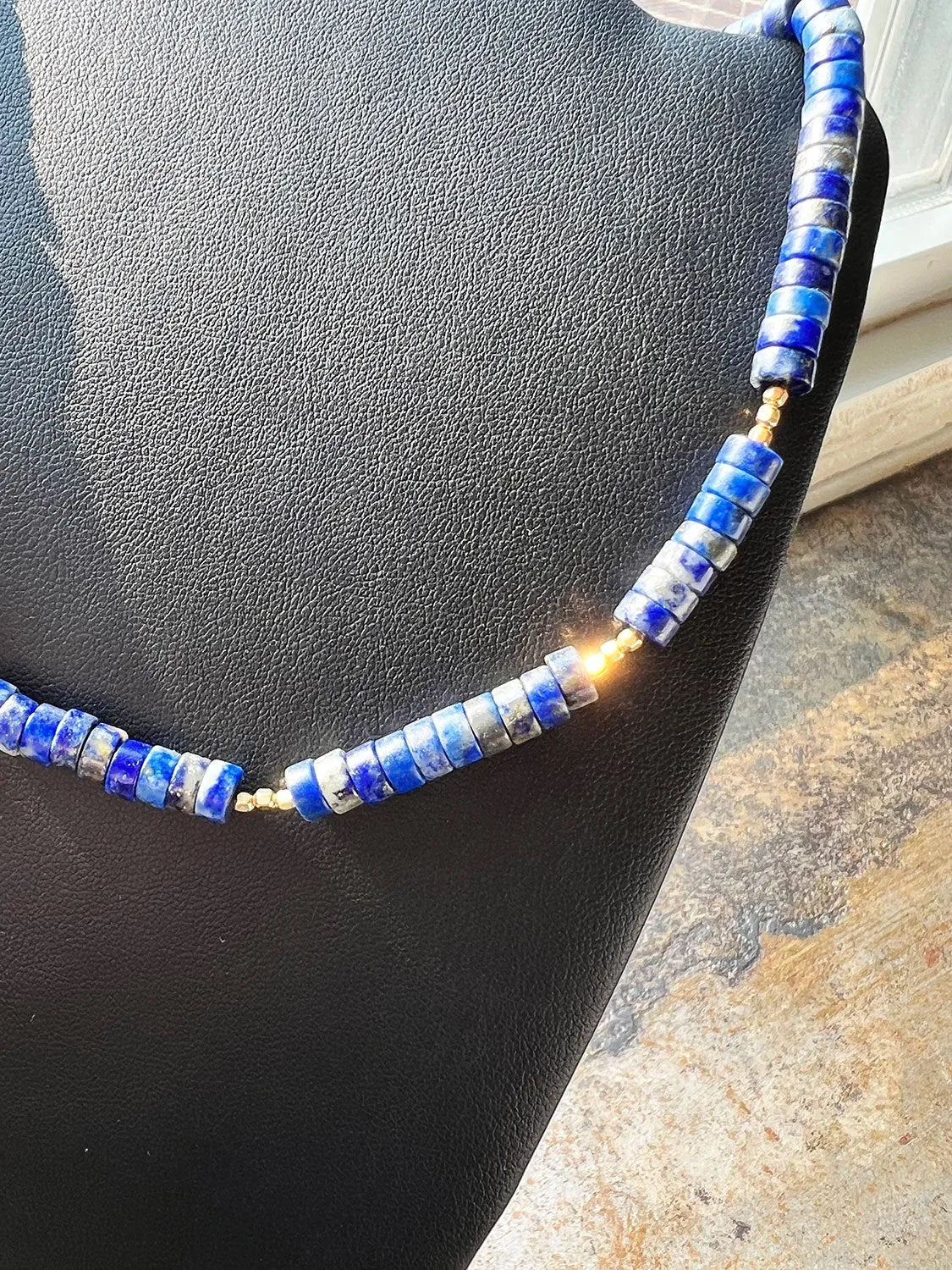 WINONA Collar Choker Necklace Lapis Lazuli 14K Gold Pendants