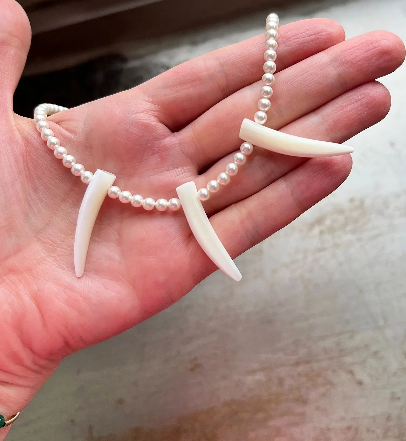 WOLFY Pearl Necklace Pearl Teeth 14K Gold Or Sterling Silver