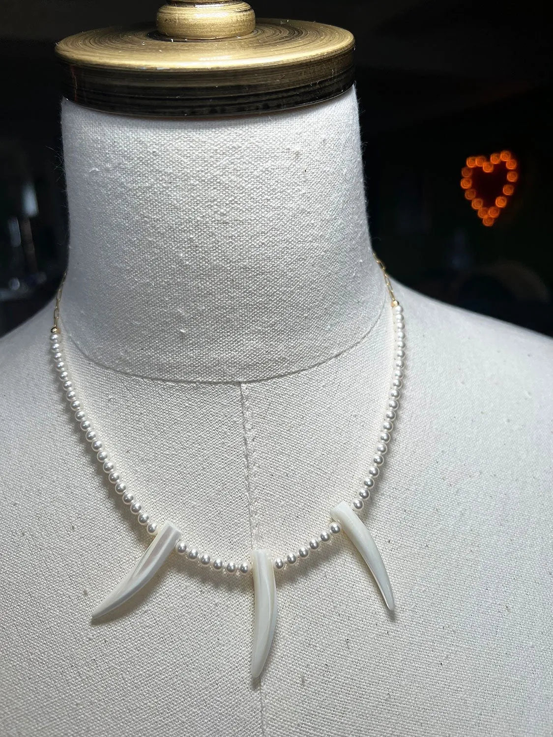 WOLFY Pearl Necklace Pearl Teeth 14K Gold Or Sterling Silver