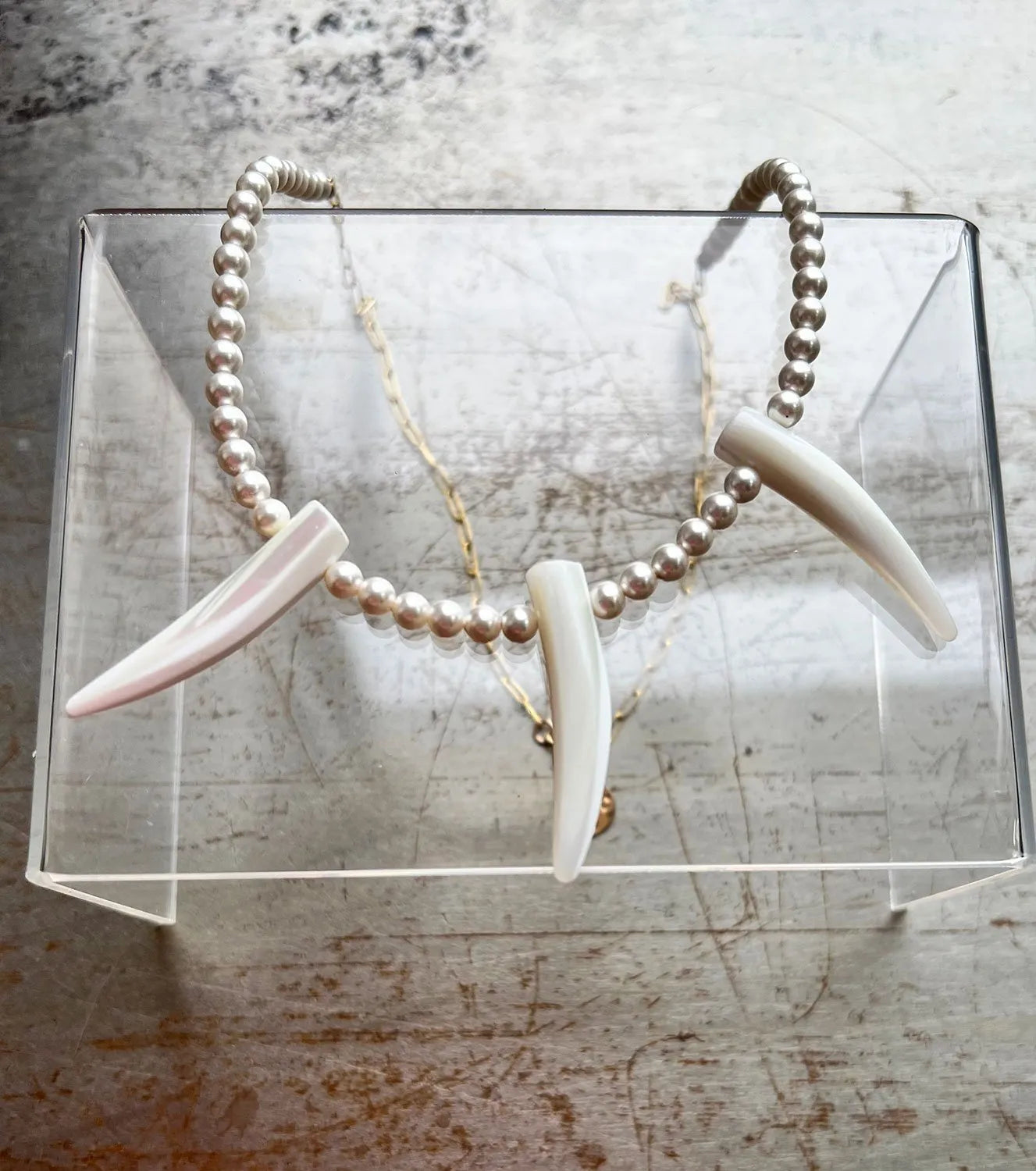 WOLFY Pearl Necklace Pearl Teeth 14K Gold Or Sterling Silver