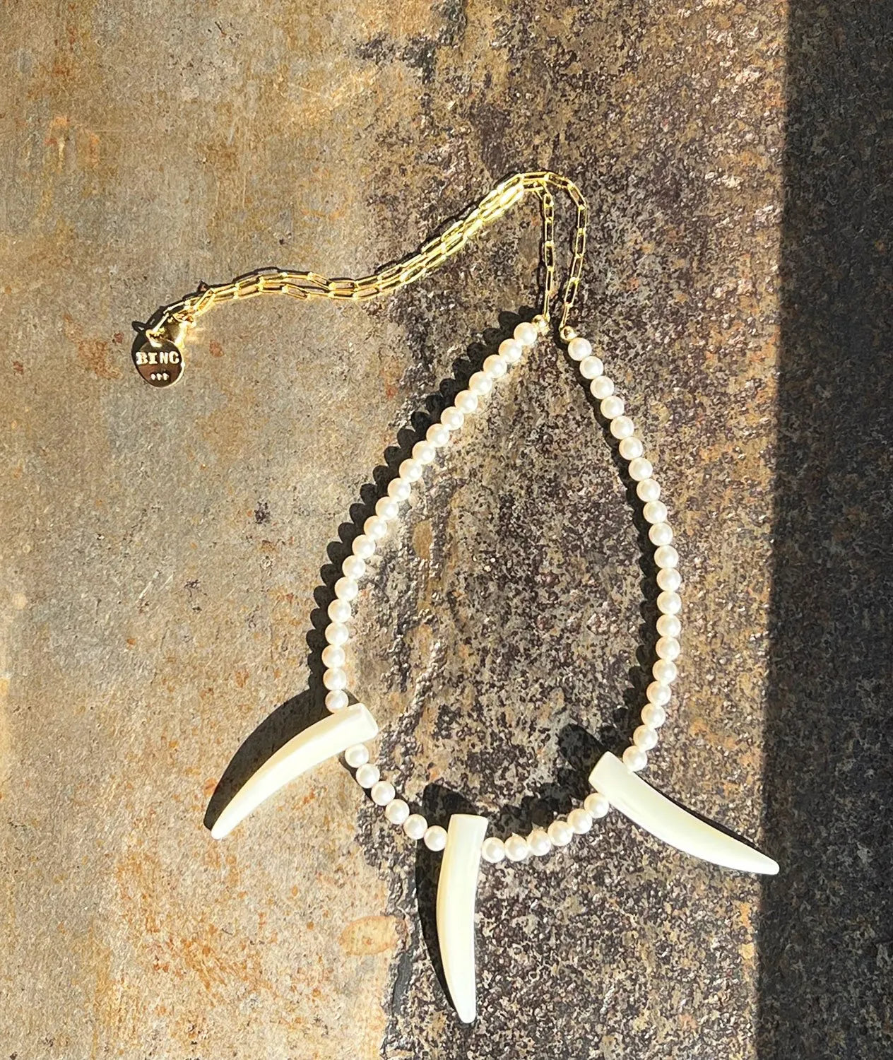 WOLFY Pearl Necklace Pearl Teeth 14K Gold Or Sterling Silver