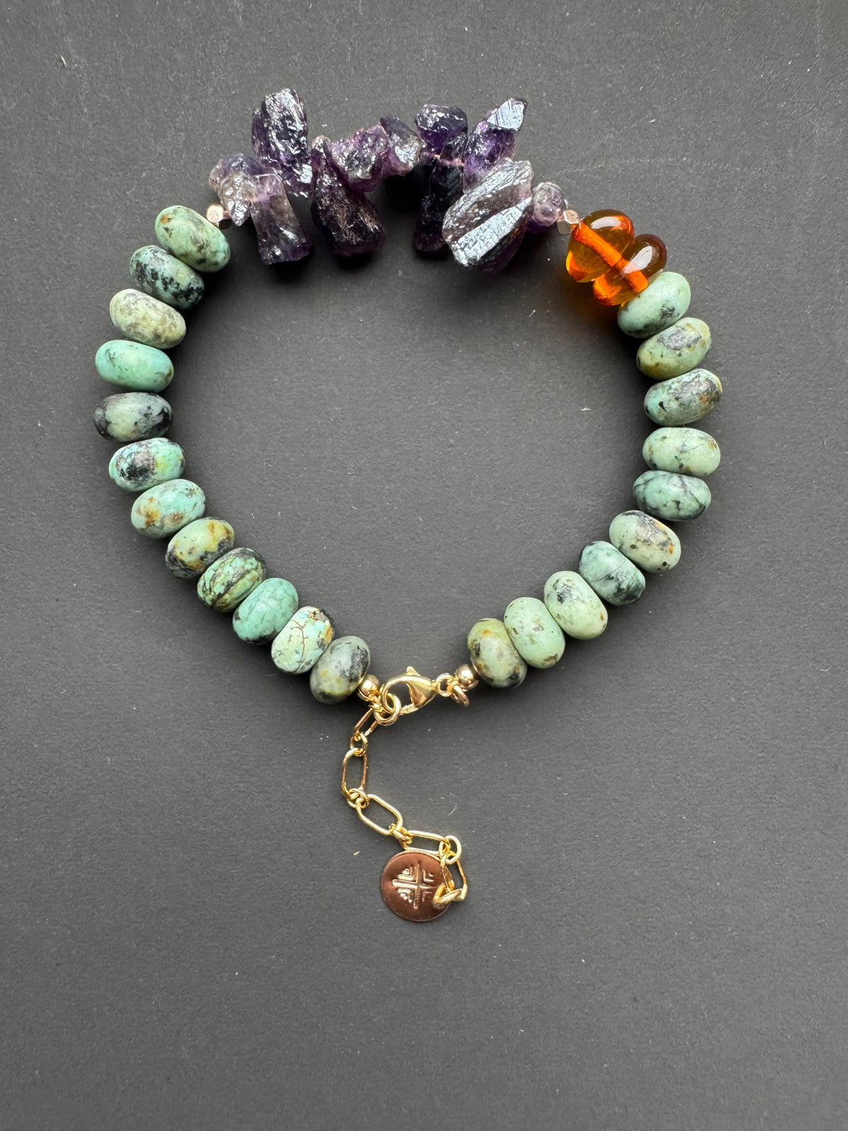 YARA Bracelet Turquoise Amber Iolite Stunning Shimmering Jewels