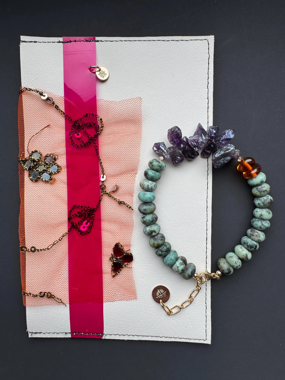 YARA Bracelet Turquoise Amber Iolite Stunning Shimmering Jewels