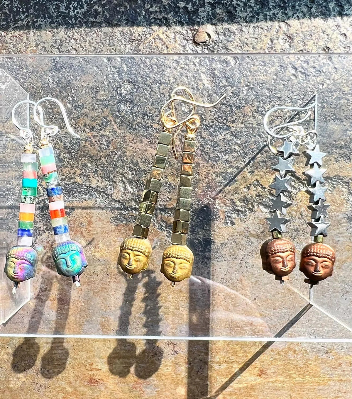 ZEN Buddha Hematite Charm & Gemstone Earrings