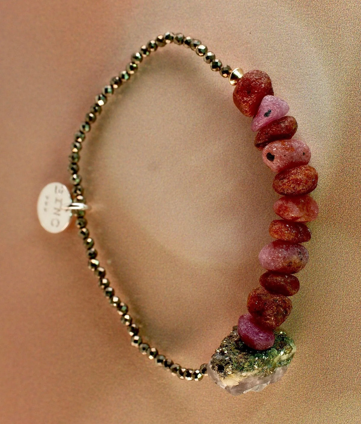 ZOE Bracelet Pink or Multi Sapphire Pyrite Boho Barbiecore Gift