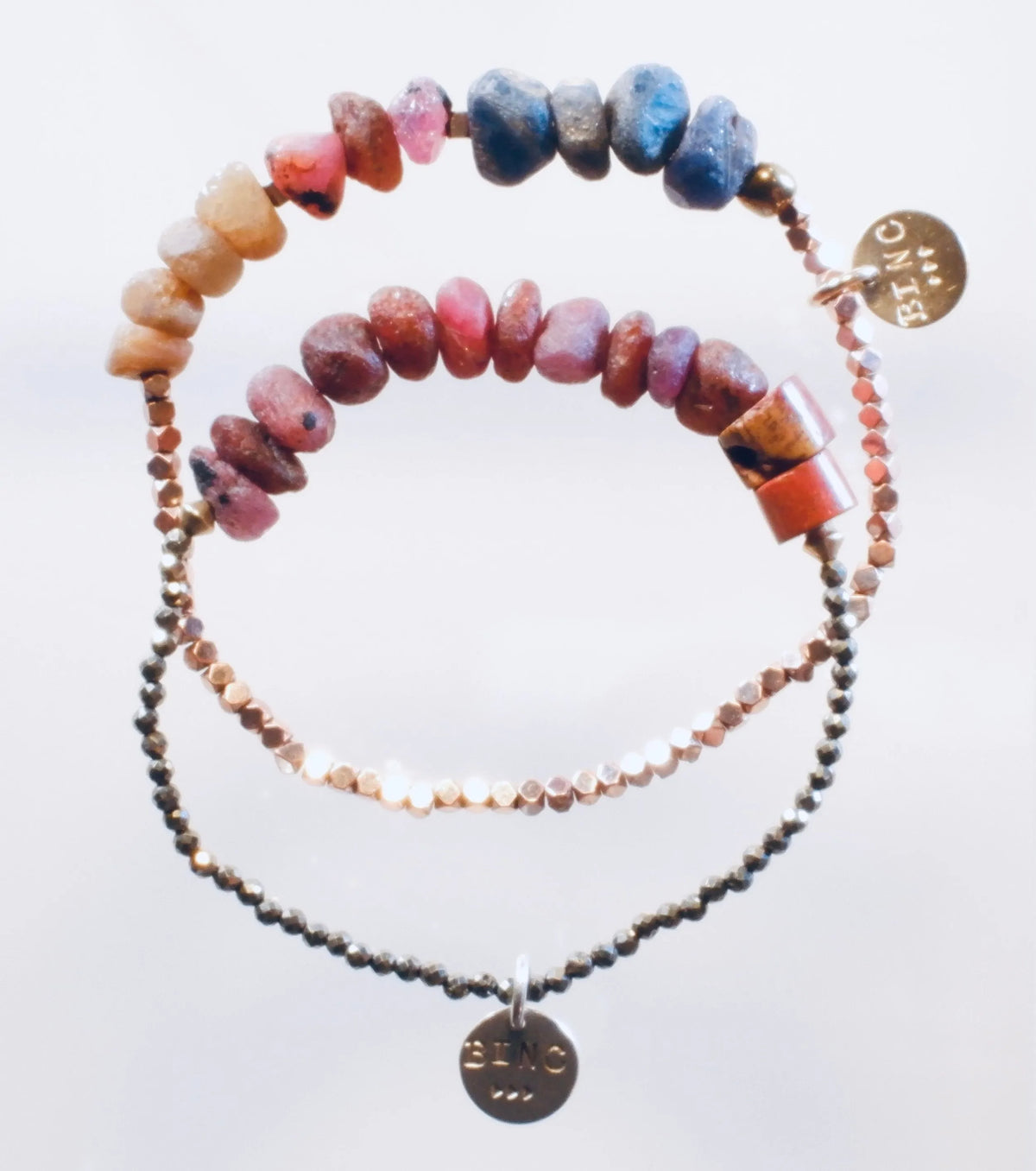 ZOE Bracelet Pink or Multi Sapphire Pyrite Boho Barbiecore Gift