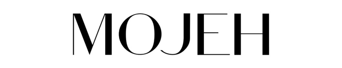 Logo for *MOJEH*, set in a sleek, high-fashion serif typeface with exaggerated contrast and clean lines, conveying elegance, modern femininity, and editorial prestige.