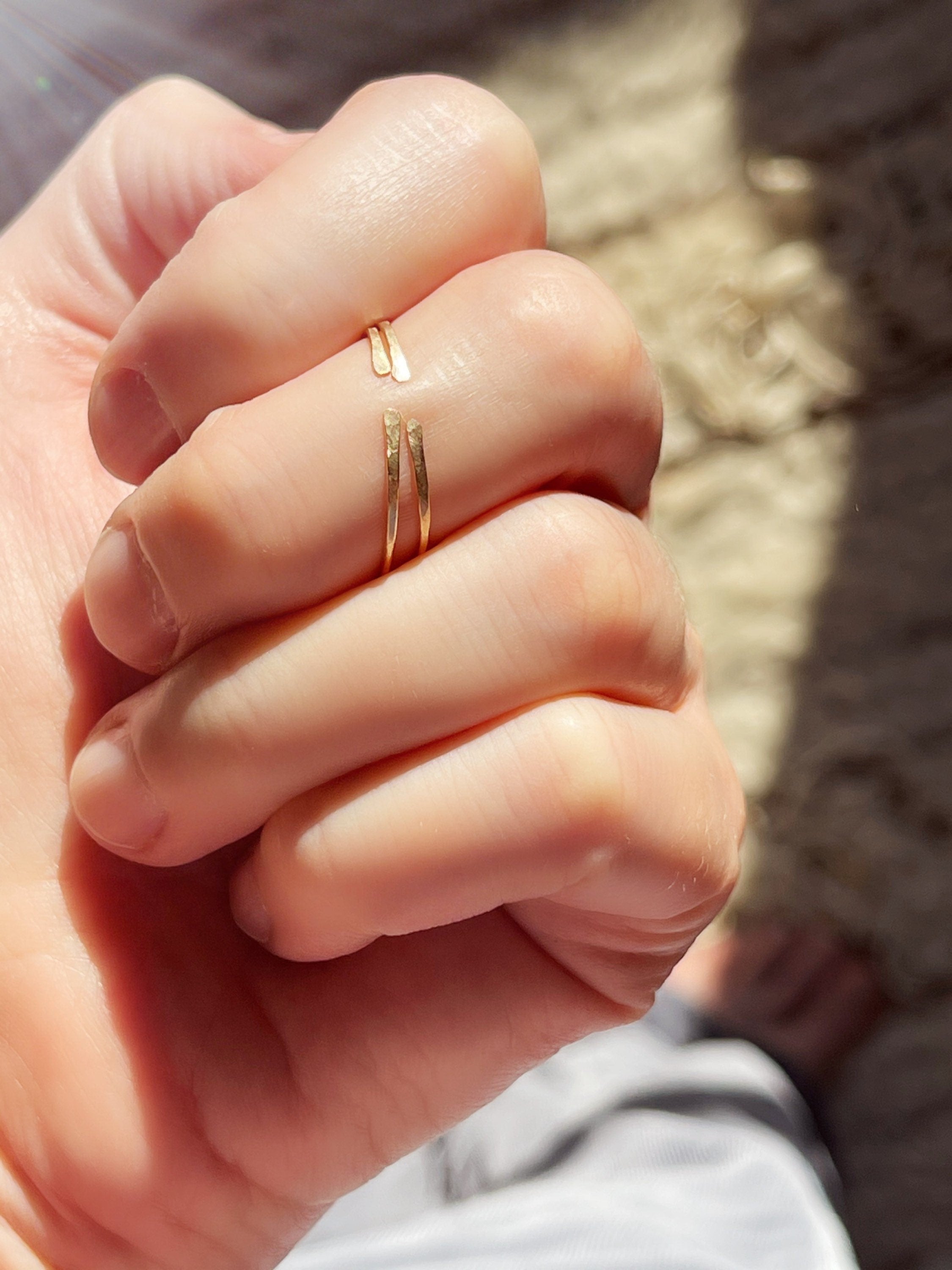 KAI Split Ring Adjustable Hand-Forged Sterling 14K Gold 14/20
